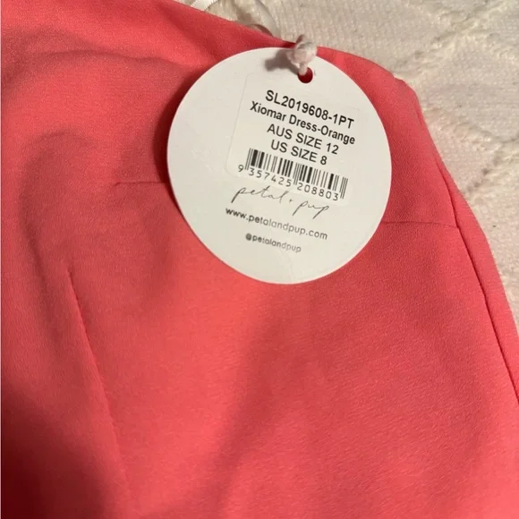 NEW Petal & Pup Xiomar One Shoulder Midi Dress Orange Pink Size US 8 Cocktail - Picture 8 of 11